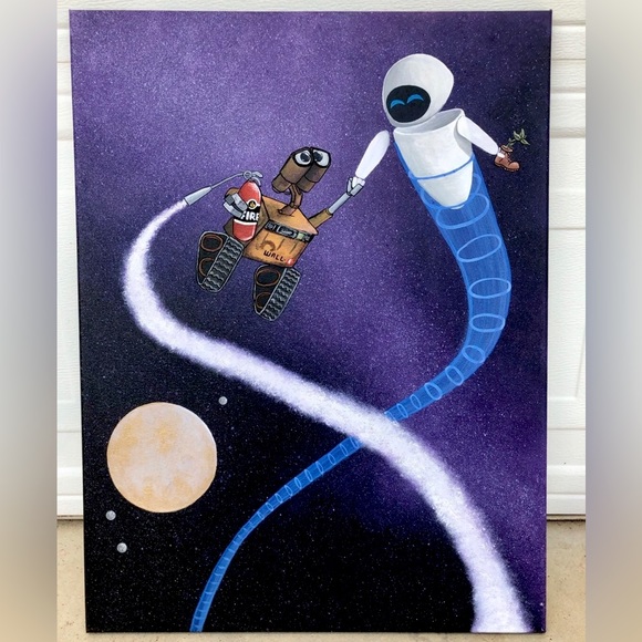LARGE Beautifully Detailed Wall-E and Eve - Cartoon Painting - Picture 6 of 6